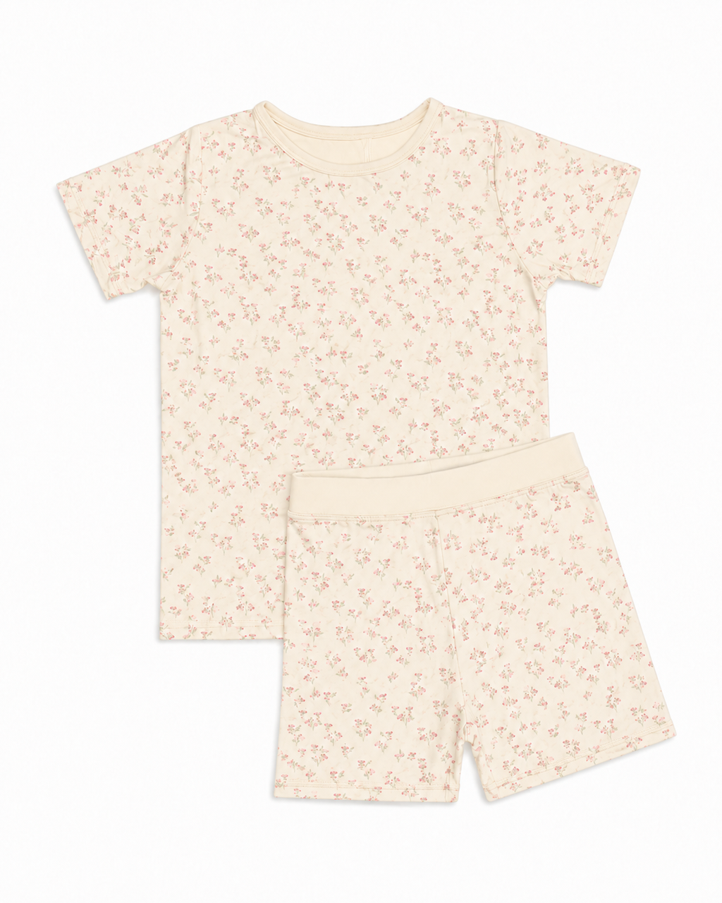 Tiny Floral 2 Piece Pajama Set, Short Sleeve Short Pants