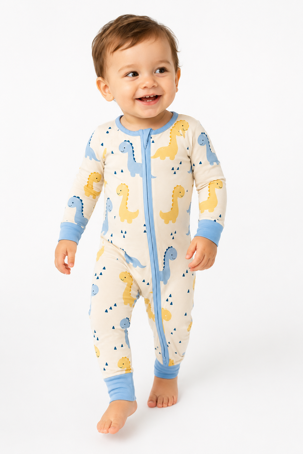 Dinosaurs Onesie, Foldover Feet, Long Sleeve Long Pants