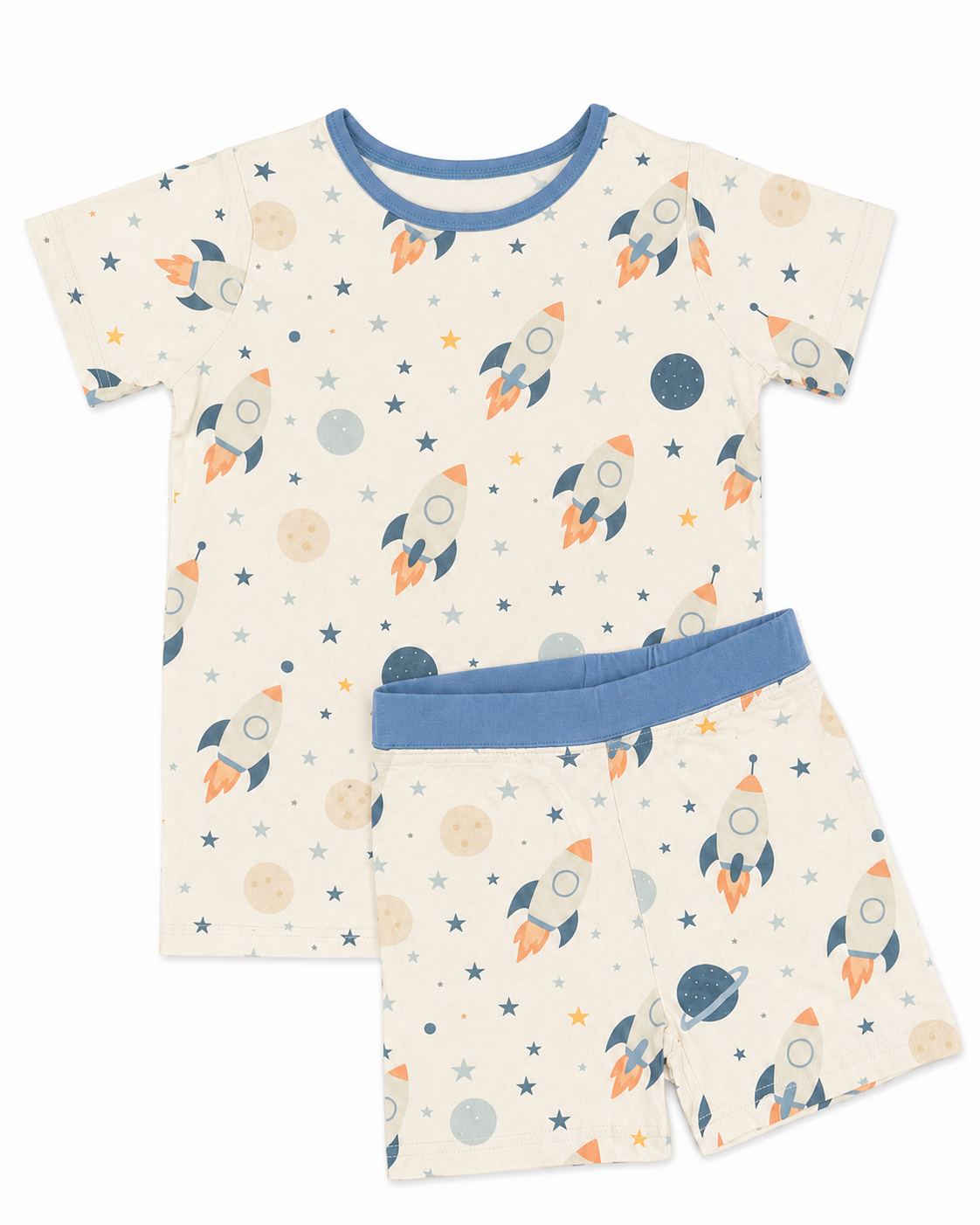 Space 2 Piece Pajama Set, Short Sleeve Short Pants