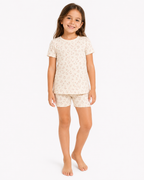 Tiny Floral 2 Piece Pajama Set, Short Sleeve Short Pants