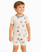Space 2 Piece Pajama Set, Short Sleeve Short Pants