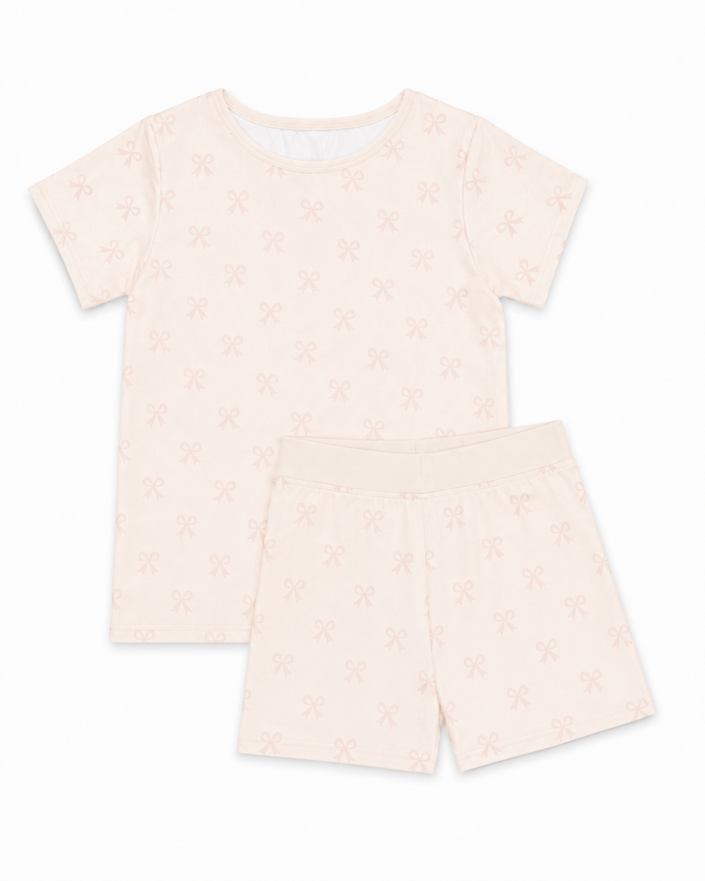 Bows 2 Piece Pajama Set, Short Sleeve Short Pants