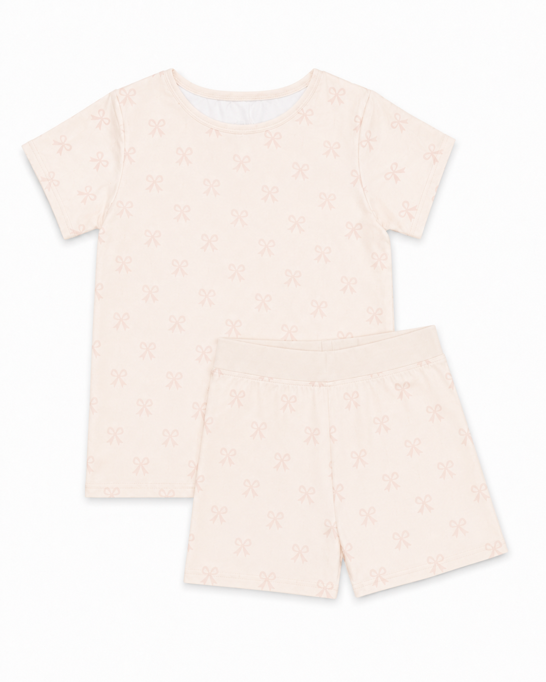 Bows 2 Piece Pajama Set, Short Sleeve Short Pants