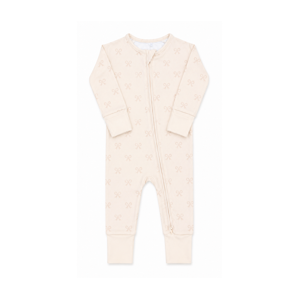 Bows Onesie, Foldover Feet, Long Sleeve Long Pants