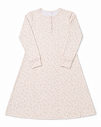 Tiny Floral Nightgown, Long Sleeve Mid Length
